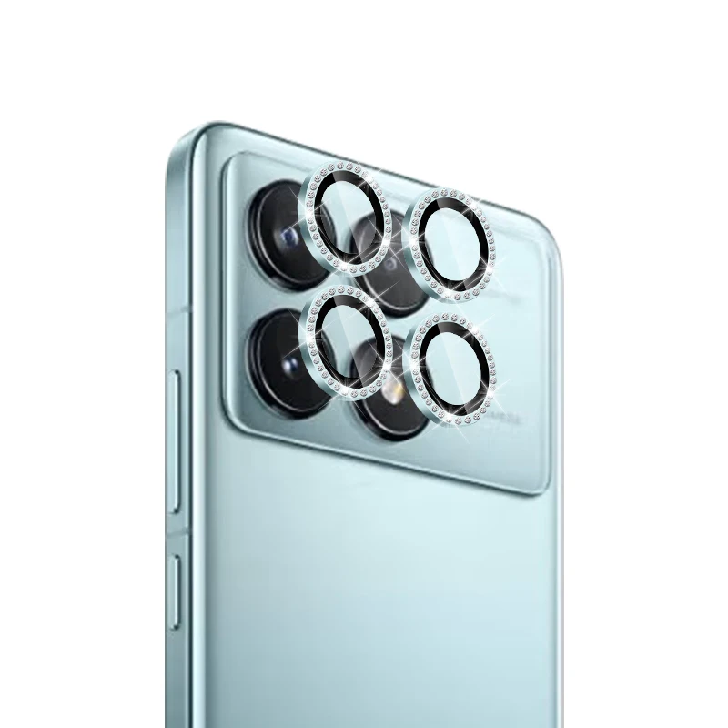 4 pcs protezione dell'obiettivo della fotocamera per Redmi K70 K70E K70PRO 9H pellicola protettiva in vetro temperato disegni diamantati per fotocamera del telefono