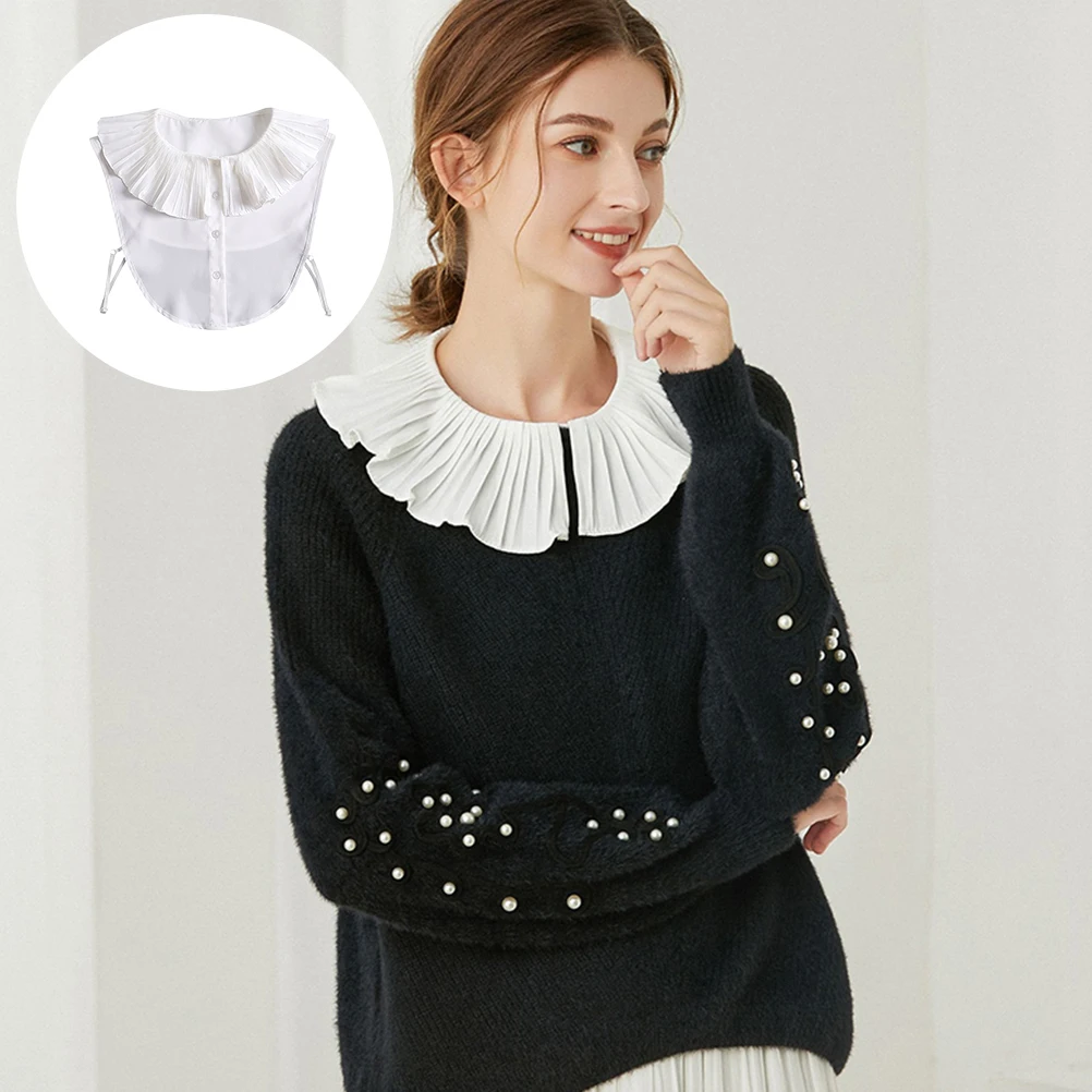 

Chiffon False Collar Lace Chiffon Shawl Neckline Inserts Shawl Wraps for Women Dressy Fashion Bow Collar Necklace