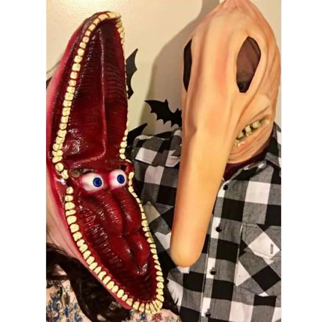 Ghostface Dämon Teufel Maske Horror Rave Cosplay Prajna Horn Latex Maskerade Party gruselige Grimasse Stoßzahn Modell Männer Halloween Kostüm