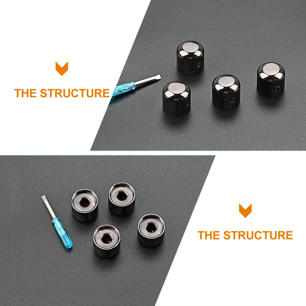 

Guitar Knob Bass Volume Caps Electric Tone Replacement Potentiometer Control Knobs Metal Effect
