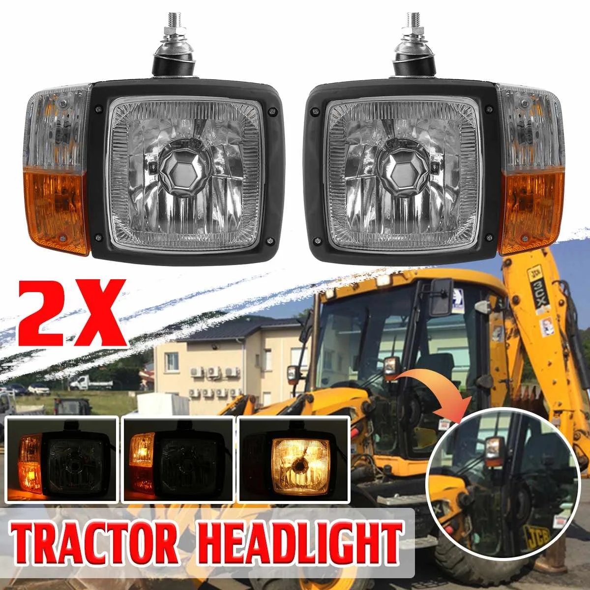 Universal 24V Tractor Headlights For MTZ 82 Hi/Lo Beam Turn Signal Indicator Lamp Head Worklight For Trailer Excavator Truck