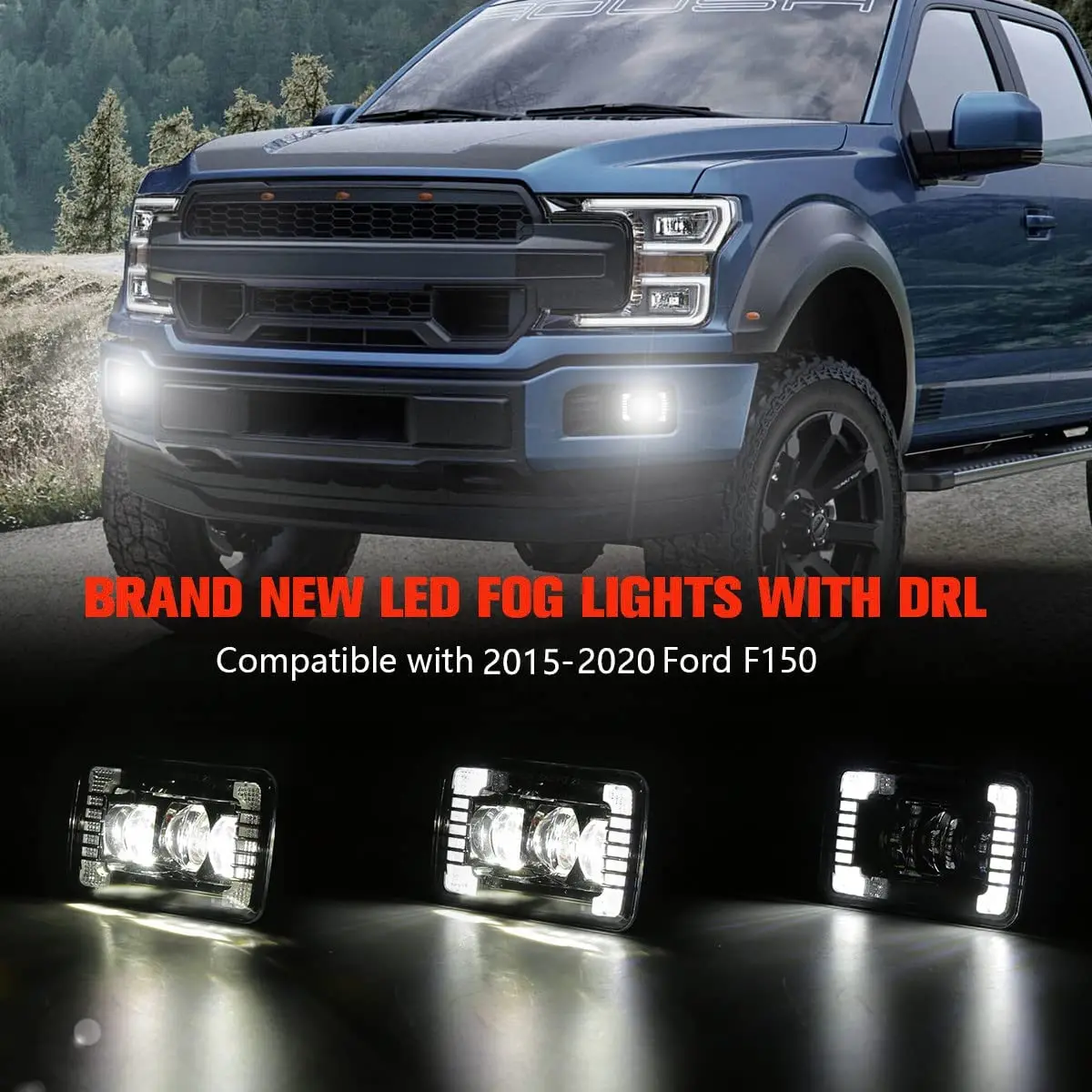 LED Fog Lights Compatible with 2015-2020 Ford F150 LED Bumper Fog Light with DRL Daytime Running Light