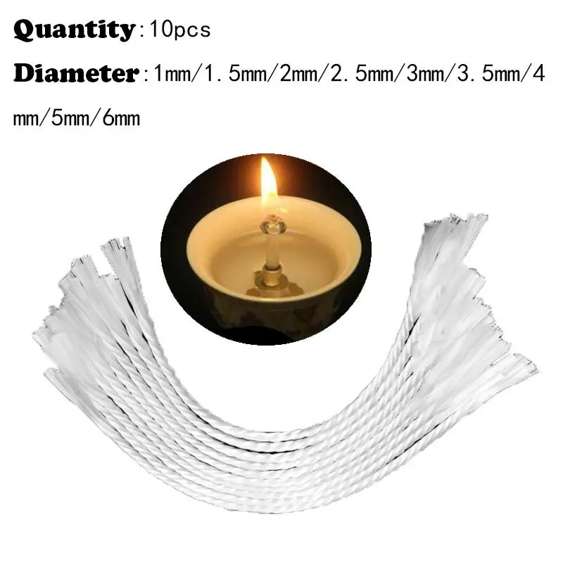 10pcs lunghezza 19cm stoppino in fibra di vetro bianco utilizzato per candele di compleanno lampade a olio fai da te senza fumo forniture per la produzione di candele environmenta