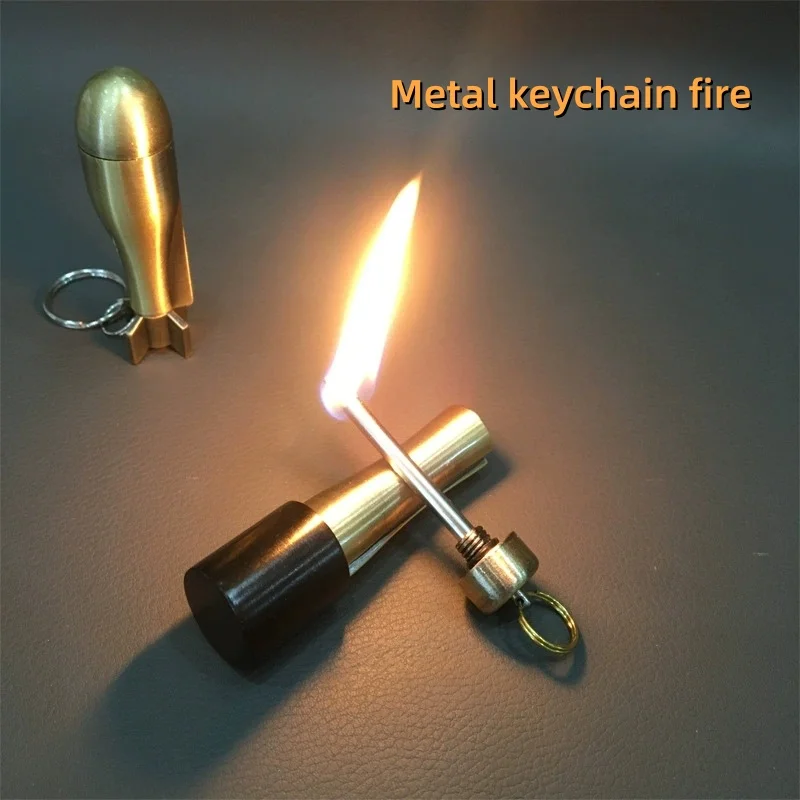 Permanent Match Outdoor Fire Starting Tools Metal Keychain Fire Men Gift Bullet Lighter Coal Lighter Creative Lighters Retro