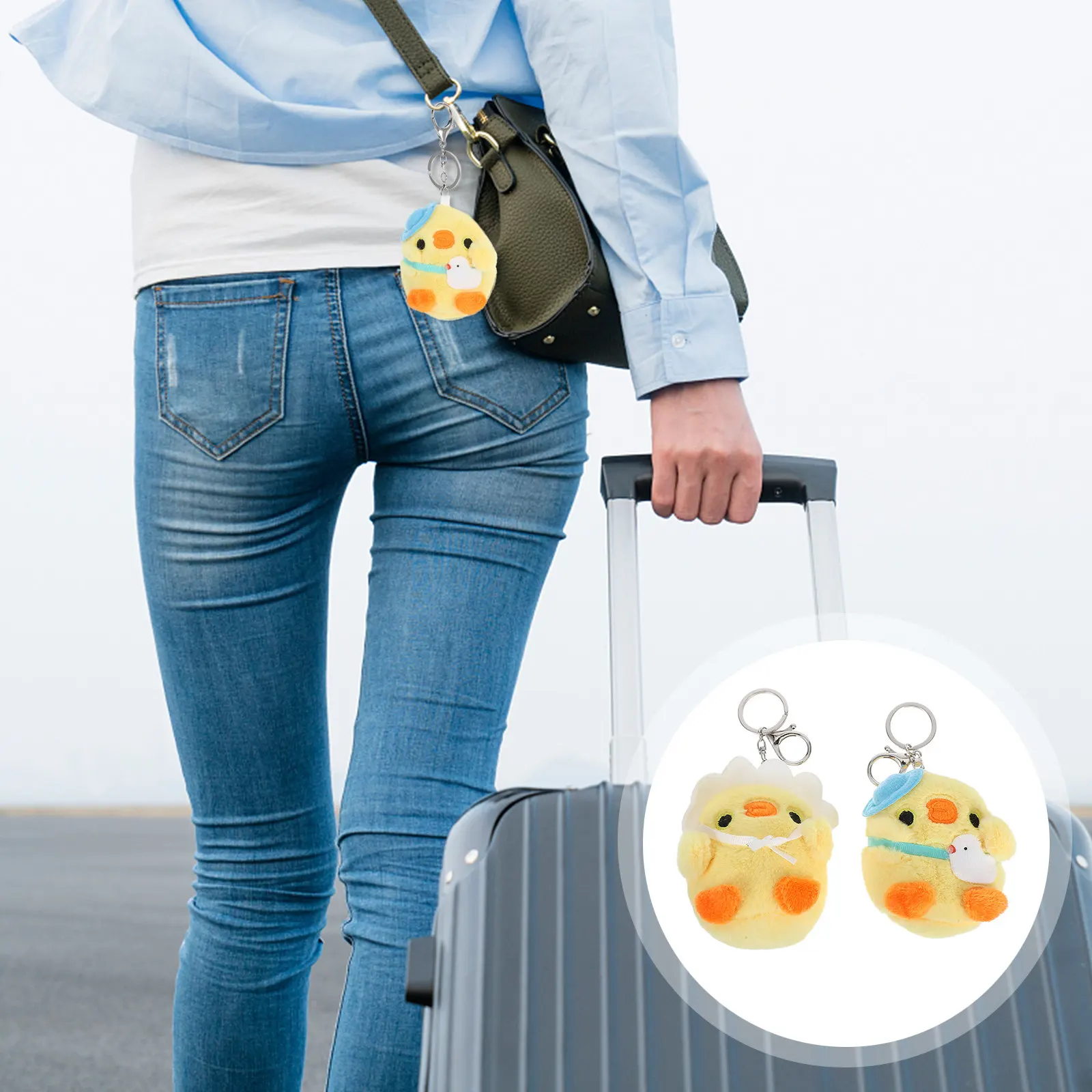 

2Pcs Lovely Chick Keychain Creative Cartoon Pendant for Bag Decoration Cute Key Ornament Charming Accessory for Keys Backpack
