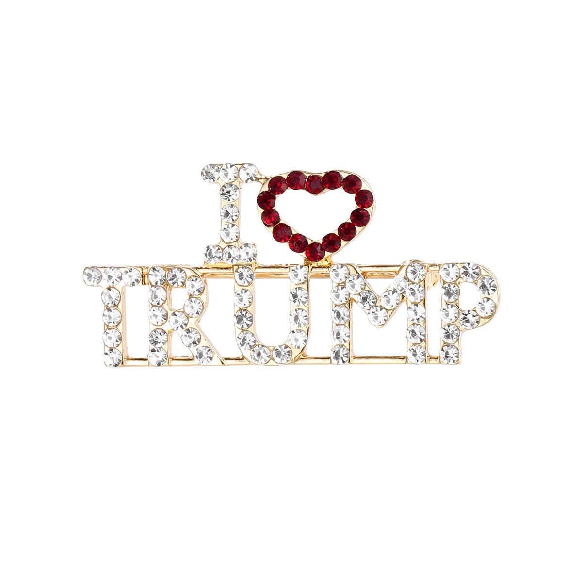 baiduqiandu Brand High Quality Crystal Rhinestones Metal TRUMP Brooch Pins For Women Men Clothes Jewelry (XD8297)