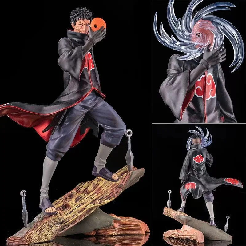 25CM Anime Naruto Figure Obito Uchiha Tobi Head Changeable Action Figurine Pvc Statue Model Desktop Decoration Toys Gifts