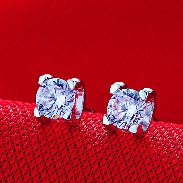 2CT/pieza sólido 14K oro blanco AU585 pendientes de diamante mujeres pendientes de compromiso oro puro duradero para siempre