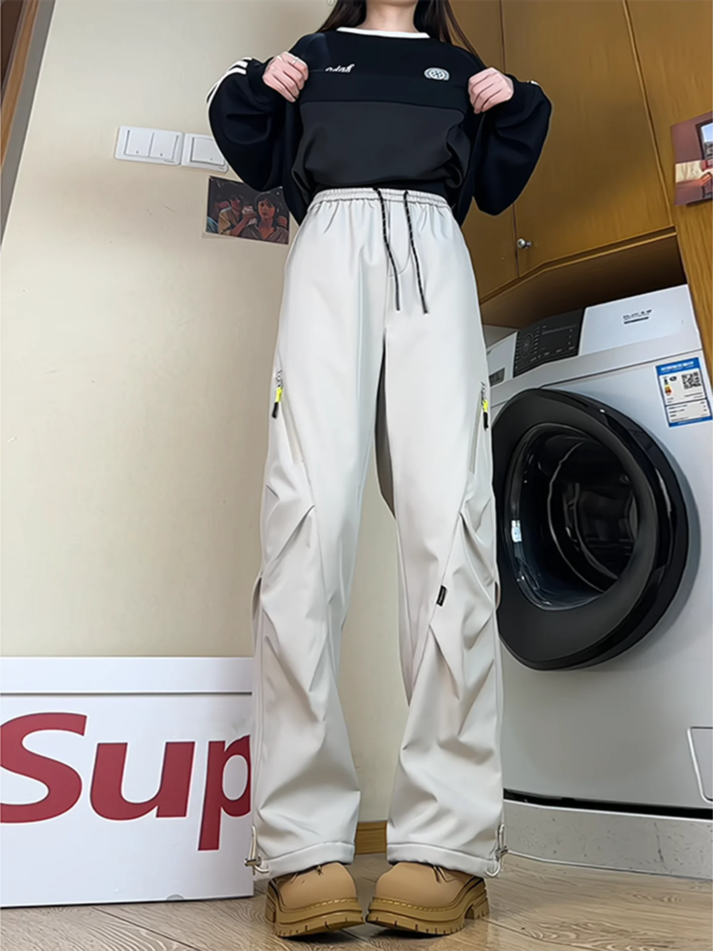 

American Sle Folded Zipper Thiened Waterproof Ski Pants Men Women Outdoor Hiking Mountain Climbing Trousers Autumn Winter...