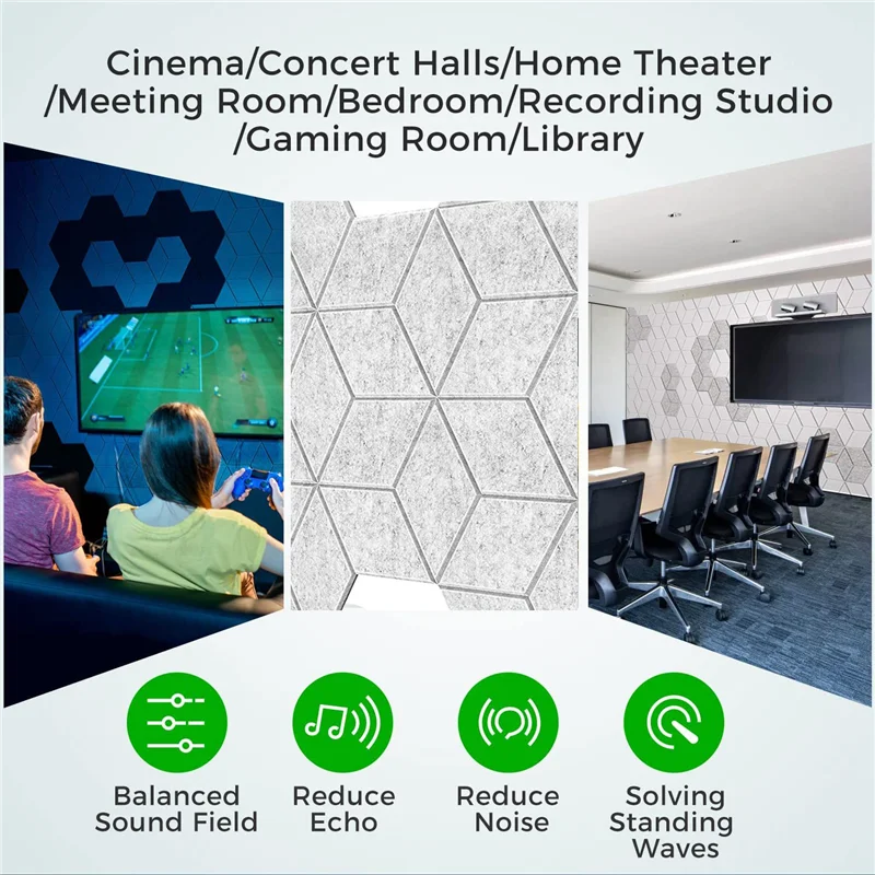 

AED4-12 Piece Self-Adhesive Y-Lined Acoustic Panels Sound Absorbing Panels For Home & Offices