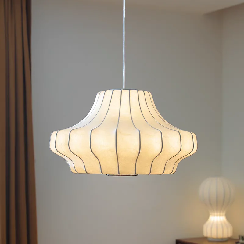 

French Silk Pendant Light Ancient Wabi Sabi Cream Style Designer Lighting for Living Room Bedroom Restaurant Artistic Chandelier