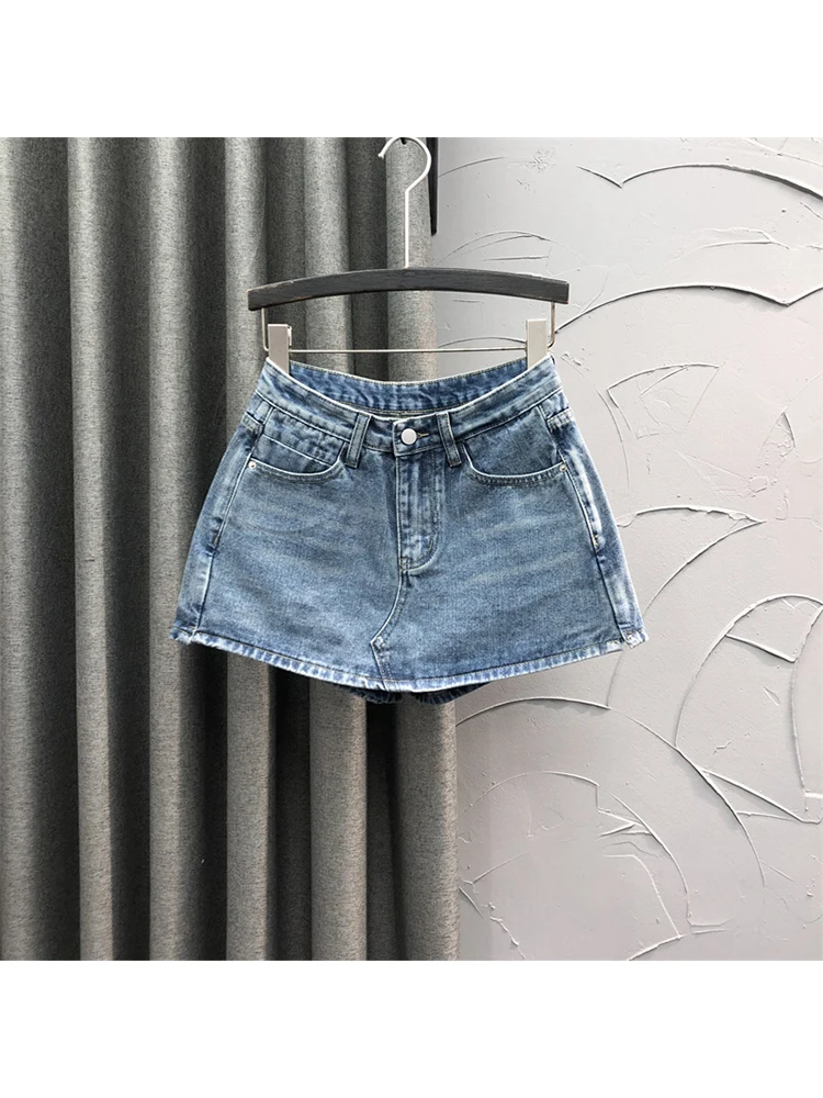 Women's Pink Mini Denim Shorts Skirt Fashion Streetwear High Waist Shorts Jeans Y2k Korean Harajuku 2000s 90s Aesthetic Clothes