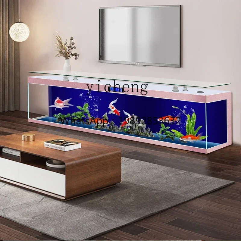 خزانة تلفزيون مربعة XX، خزانة سمكة، غرفة معيشة، أرضية منزلية كبيرة، حوض سمك كسول خالي من الماء