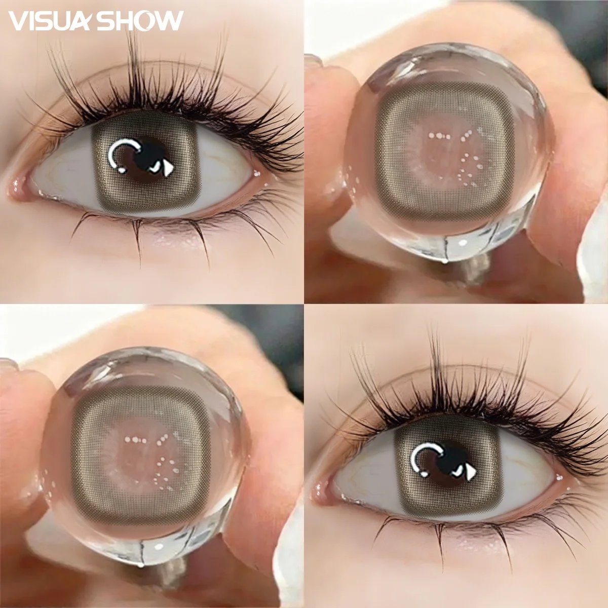 Visuashow Farbige Kontaktlinsen Quadratisches Muster 1 Paar 142mm Halbjahrlich Einweg Weich Feuchtigkeitsspendend Vergrossern die Augen Naturliches Aussehen Kleine Pupille Fur Taglichen Gebrauch Termine Partys Make up – Detail 5
