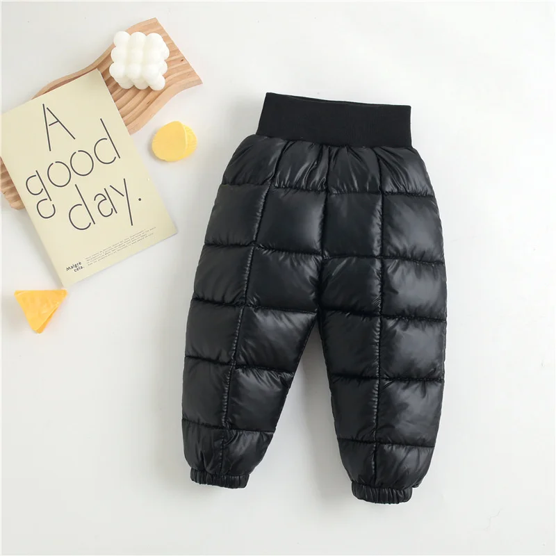 Baby Girl Boy Warm Thicken Down Pants Winter New Cotton Down Trousers Children Ski Down Padded Pants Kids Casual Solid Trousers