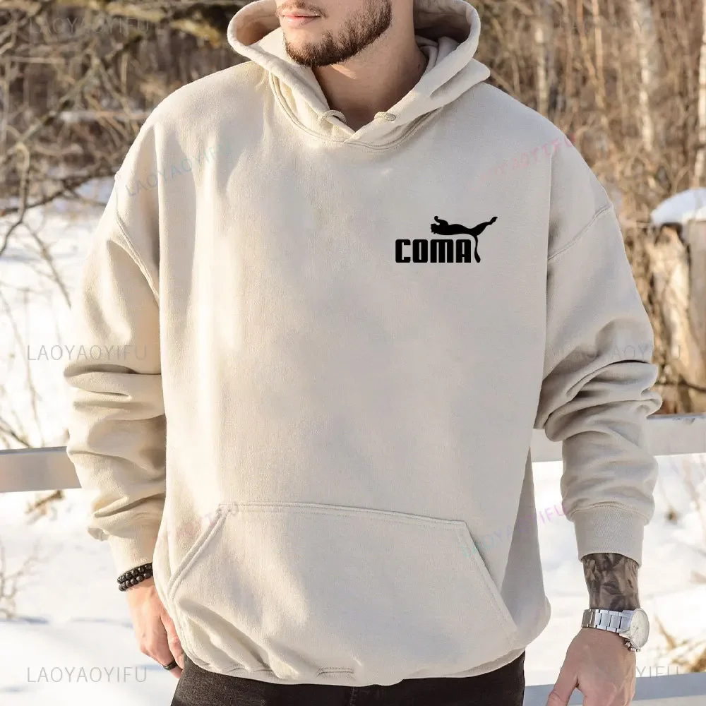 Funny Coma Parody Print Graphic Men's Autumn Sweatshirts Long Sleeve Loose Casual Classic Hoodies Novelty Basic Harajuku Sweater