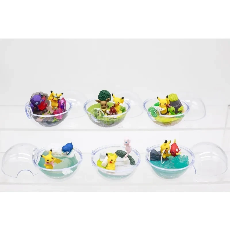 

Pokemon crystal ball scene series blind box toys Cute cartoon figure Pikachu Eevee Mew Piplup Magikarp Mimikyu doll gifts for