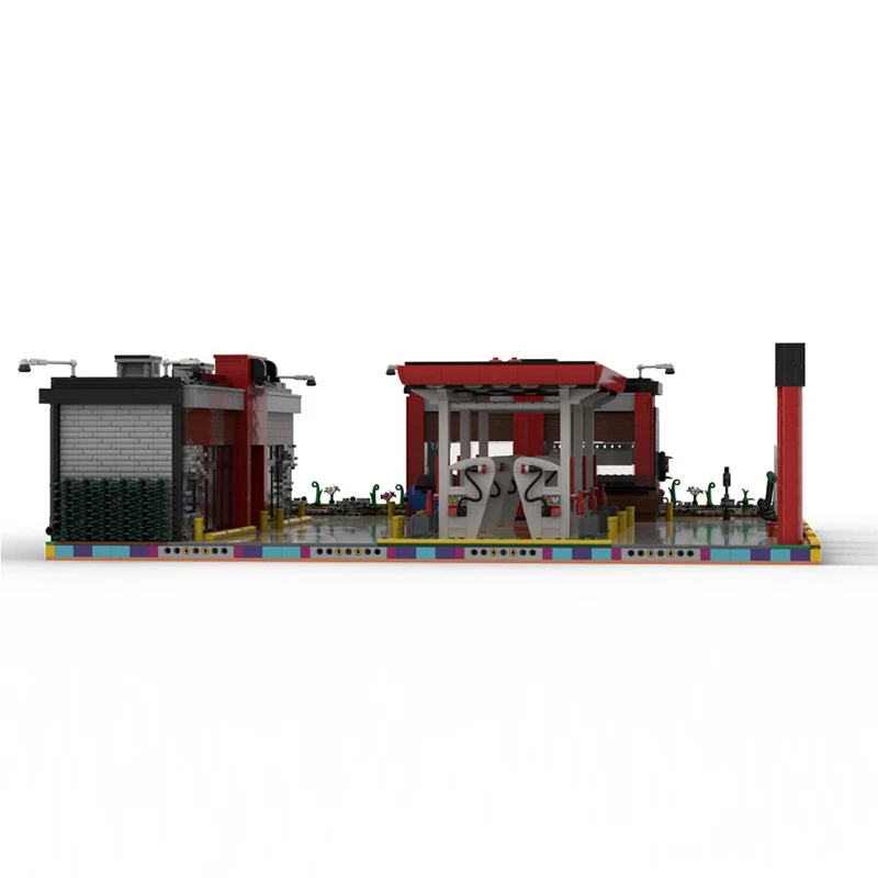 Modelo Street View, ladrillos de construcción MOC, estación de gasolina sin contacto, tecnología Modular de lavado de coches, regalos para niños, juguetes para montar, traje
