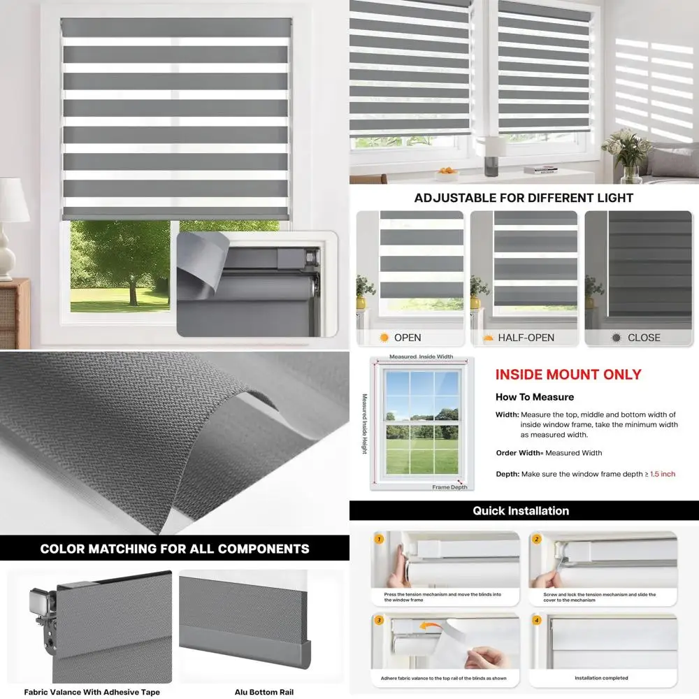 

Беспроводные жалюзи Zebra - двухслойные, светопропускающие и затемняющие, с регулируемым подъемом, простая установка, день-ночь, 34.5W