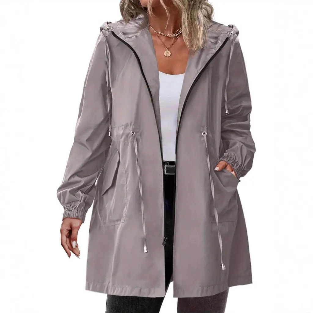 

Women's Large Size Lightweight Windbreaker Raincoat Hooded New European And American Style Dropshipping