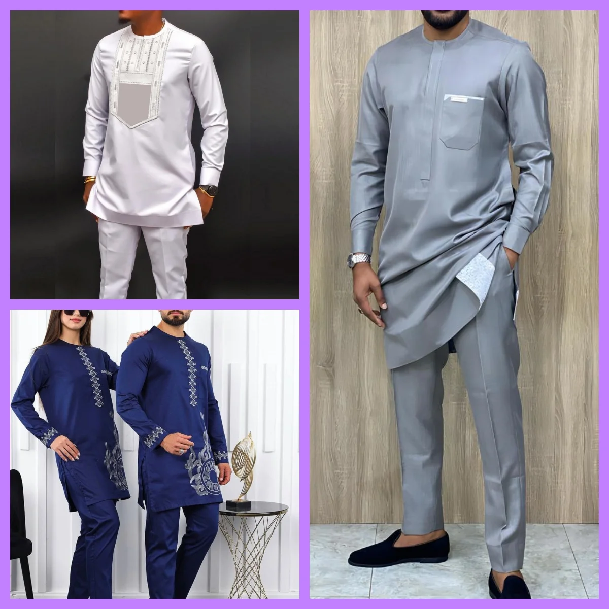 2024Kaftan Elegant African Men\'s suit Two-piece Agbada dress Wedding jacket and trousers Wedding suit African ethnic style