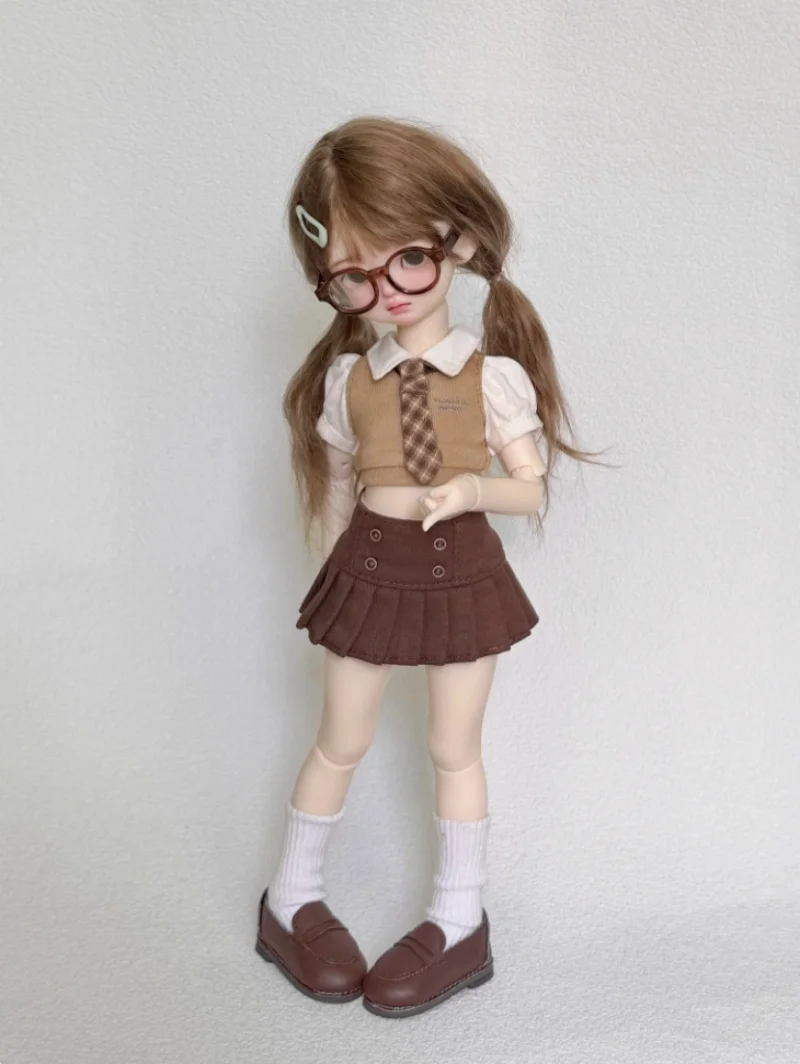 ملابس دمى bjd مناسبة لزي مقاس 1/4/1/6 Blythe بدلات ربطة عنق وتنانير مطوية وإكسسوارات دمي