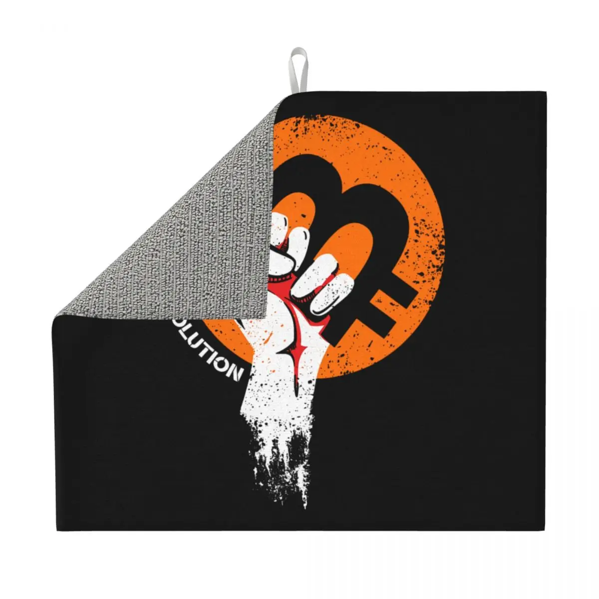 Custom Power Bitcoin Dish Drying Mat for Kitchen Quick Dry Cryptocurrency Btc Blockchain Geek Microfiber Dishes Drainer Pad