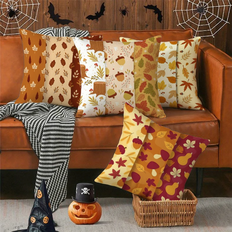 Fall Harvest Halloween Pillow Covers attern Cushion Cover Suitable for Sofa Bedroom Car Pillow Cover