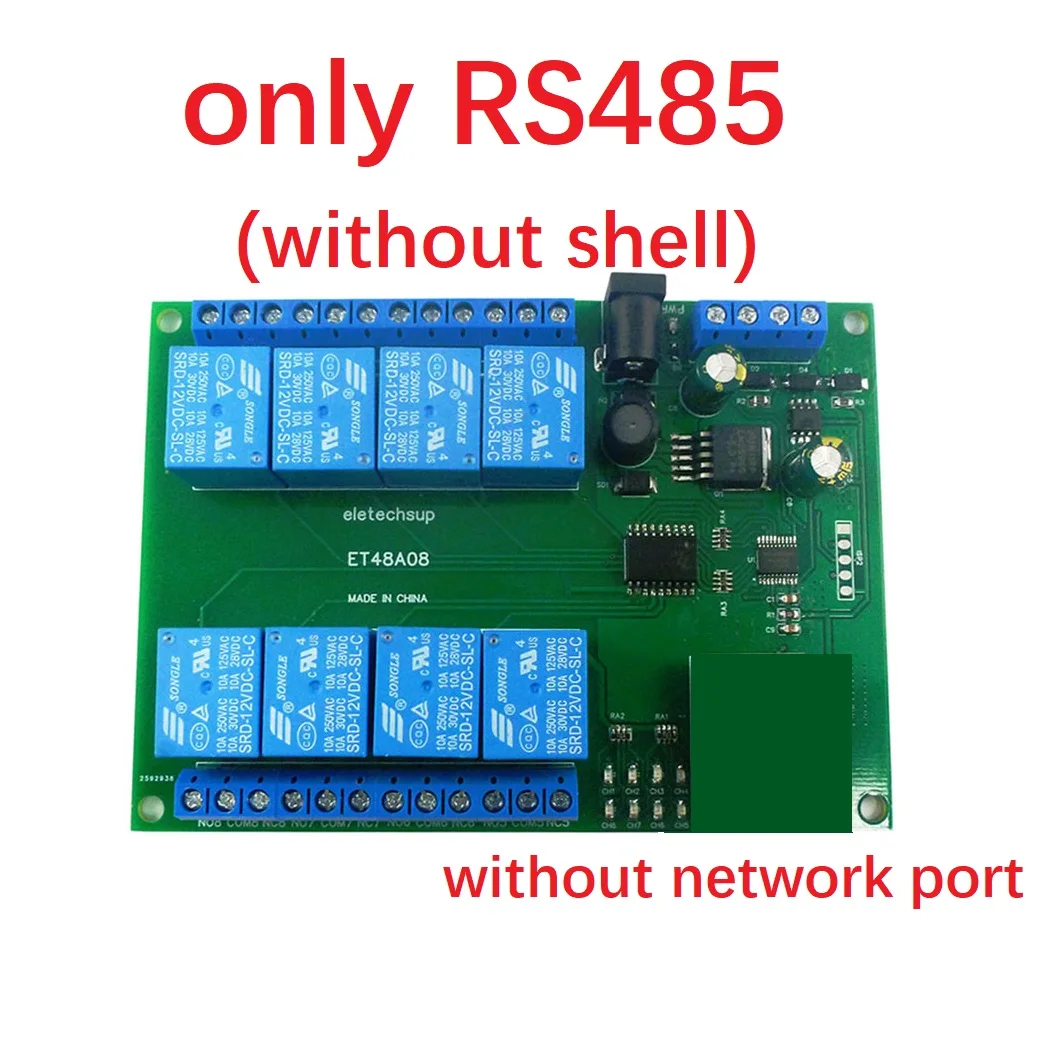 2 IN 1 8Ch Ethernet/RS485 Relay Module Modbus Slave RTU TCP/IP UART Network controller Switch Board DC 12V