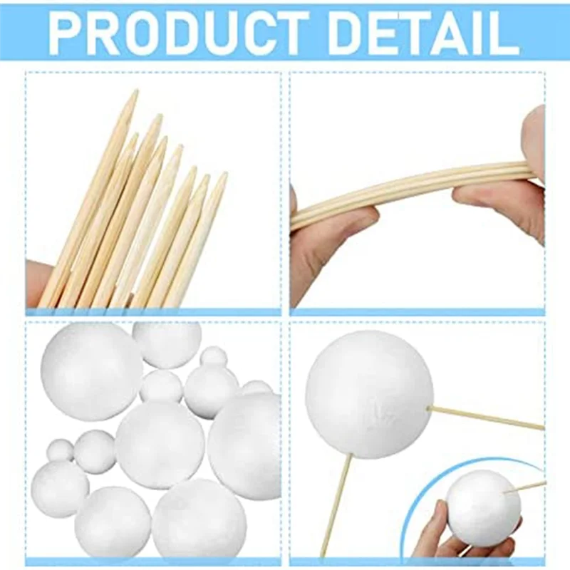 A44TSolar System Project Kit, PlanetModel Crafts 14 ลูกบอลโพลีสไตรีนทรงกลมขนาดผสมสําหรับโครงการวิทยาศาสตร์ของโรงเรียน