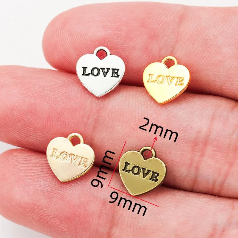 60pcs 4 colors mini love Heart shaped Charms  Pendant  Jewelry Making Handmade Crafts diy Necklace and Bracelet Supplies 9*9mm