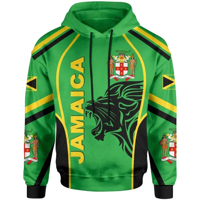 Giamaica National Emblem Flag 3d Print felpa con cappuccio uomo donna con cappuccio oversize Street pullover Fashion Sports felpe a maniche lunghe