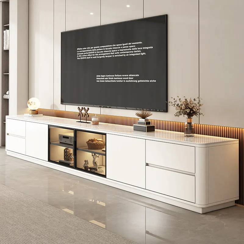 Rock slab TV cabinets high-end wooden large capacity TV stand home modern soggiorno tv moderno parete living room furniture