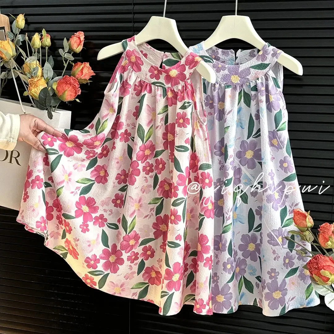 Mädchen Freizeitkleider Blumen Neckholder Sommerkleid Designer Sommerkleid Blumenmädchenkleider für Hochzeiten