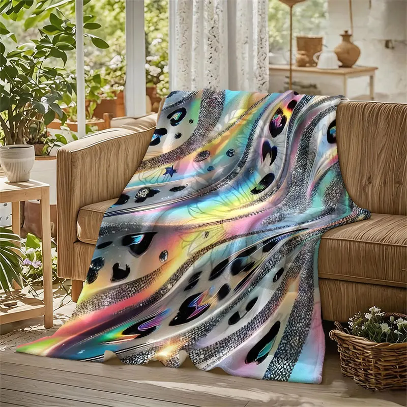Hologram Leopard Flannel Blanket Warm Soft Halloween Christmas Decorative Couch Warm Cozy All-Season Gift