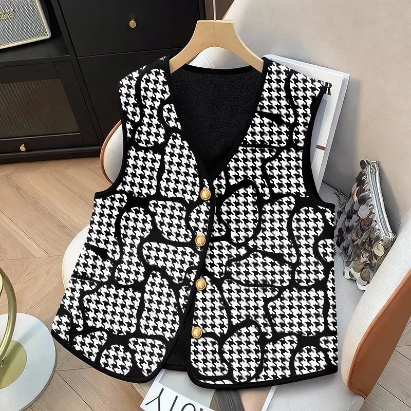 Velvet Thickened Warm Vest 2025 Autumn and Winter New Cold-proof Jacket Vest Vest Button Cardigan Top