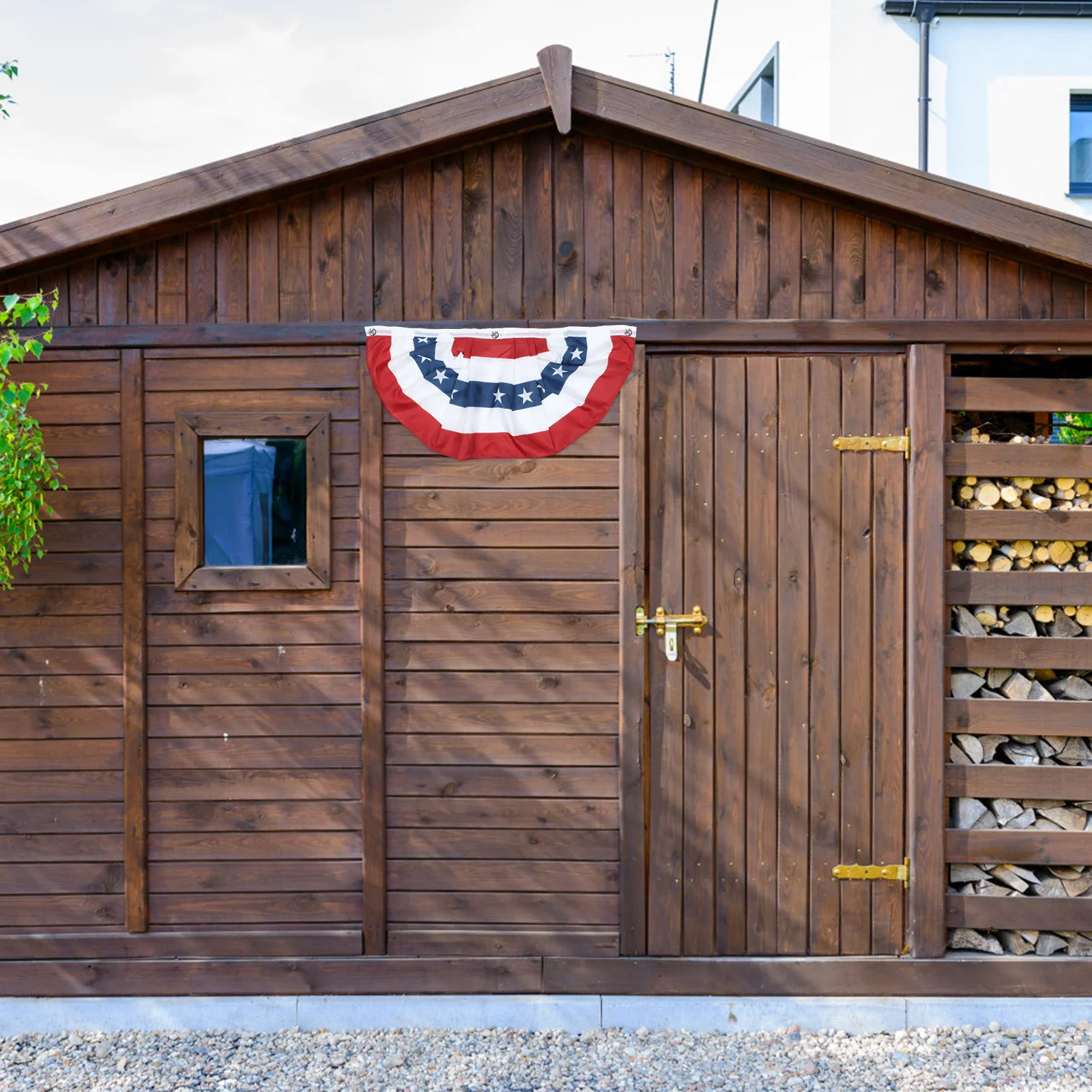 

4Pcs Patriotic Bunting American Flag Bright Festive Decor for Independence Day Garden Yard Office Kitchen Celebration Flags