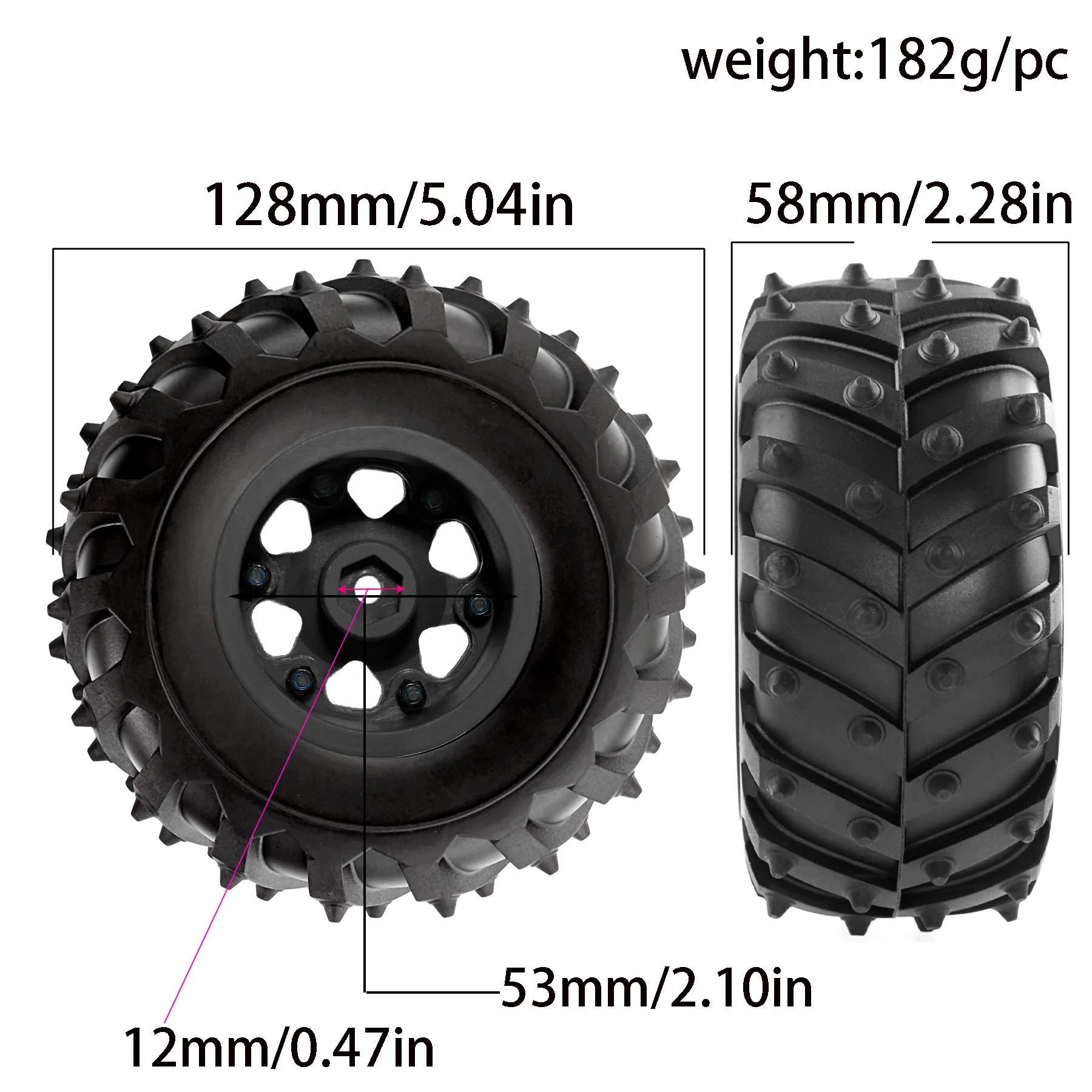 RED SPIDER 4Pcs 2.2 In RC Rubber Tires Plastic Wheel Set Mud Off-Road Tyres For 1/10 RC Crawler TRX4 SCX10 RC Car Upgrade Parts