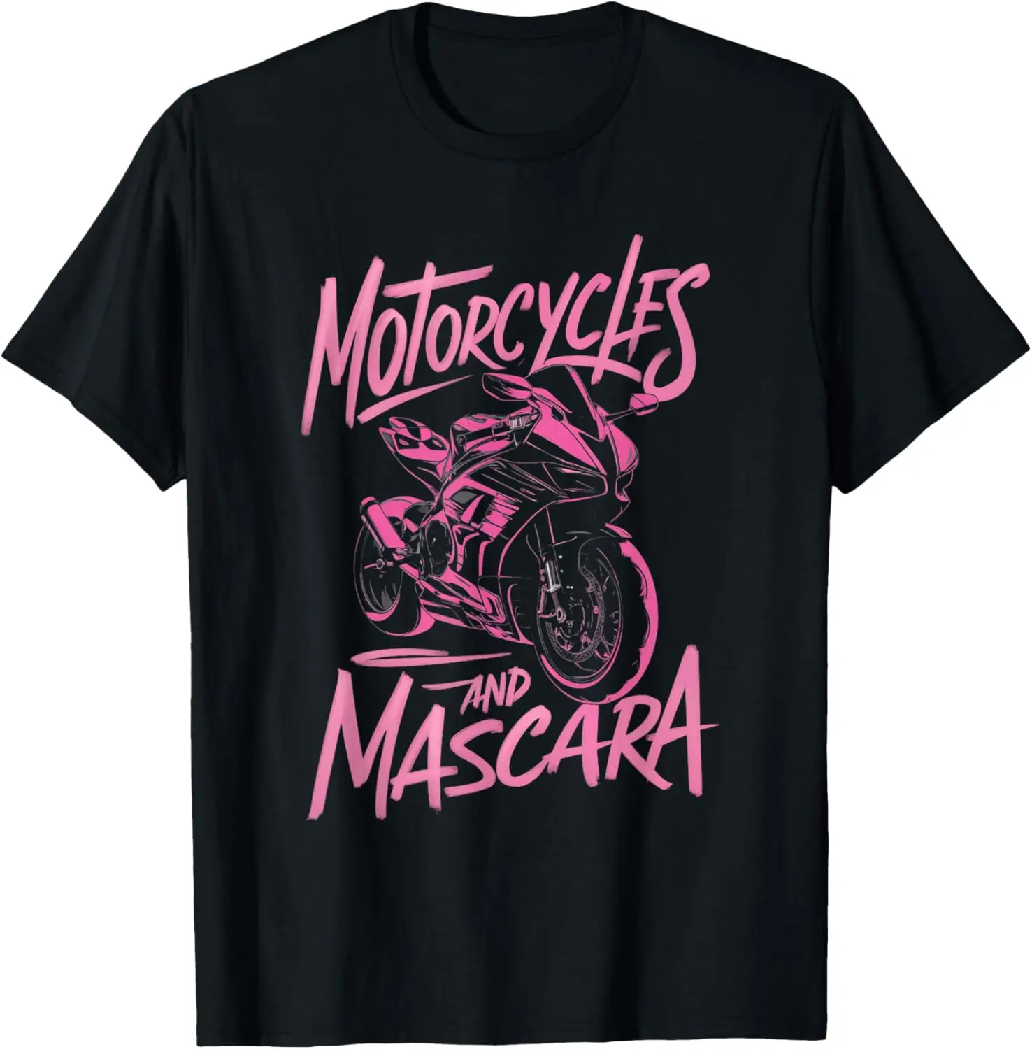 

Motorcycles And Mascara Womens Modern Street Bike Lover T-Shirt