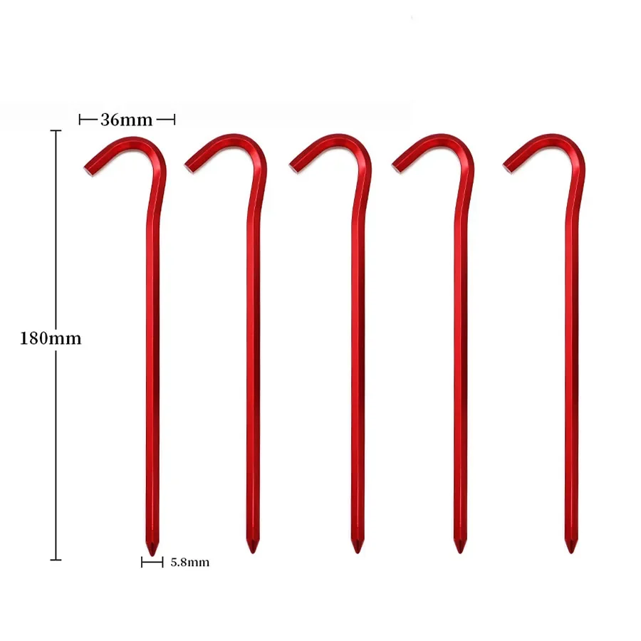 Lightweight Tent Pegs Campsite Ground Nails, 5pc/10pc 18cm Aluminum Alloy Shelter Tent Stakes, Camping Tent Accessories gallery 3