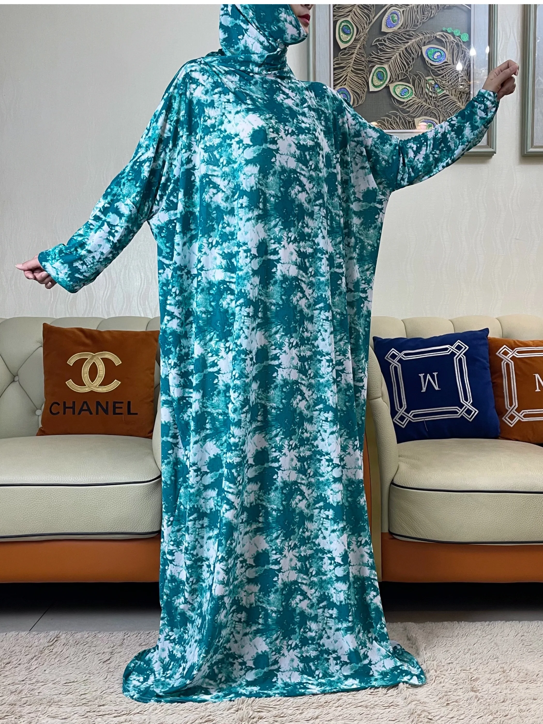 2023Muslim Rayon Abayas For Women  Ramadan Prayer Dubai Turkey Middle East Femme Robe Floral Loose African Long Summer Dress