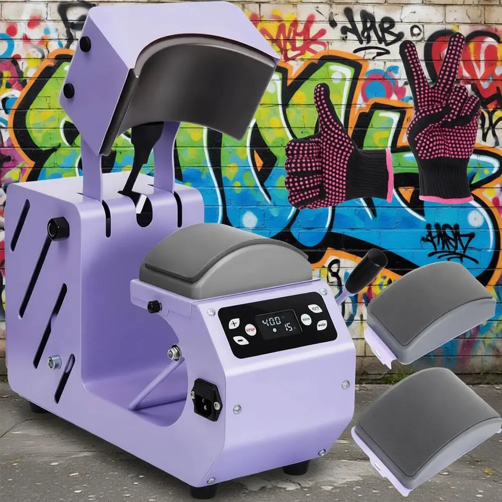 

Auto Hat Heat Prhine, Automatic Open/Release, 4 Memory es, Precise Temp/Timer Control, 6.54"x3.84"Curved Heat Plate, Hat Stretch