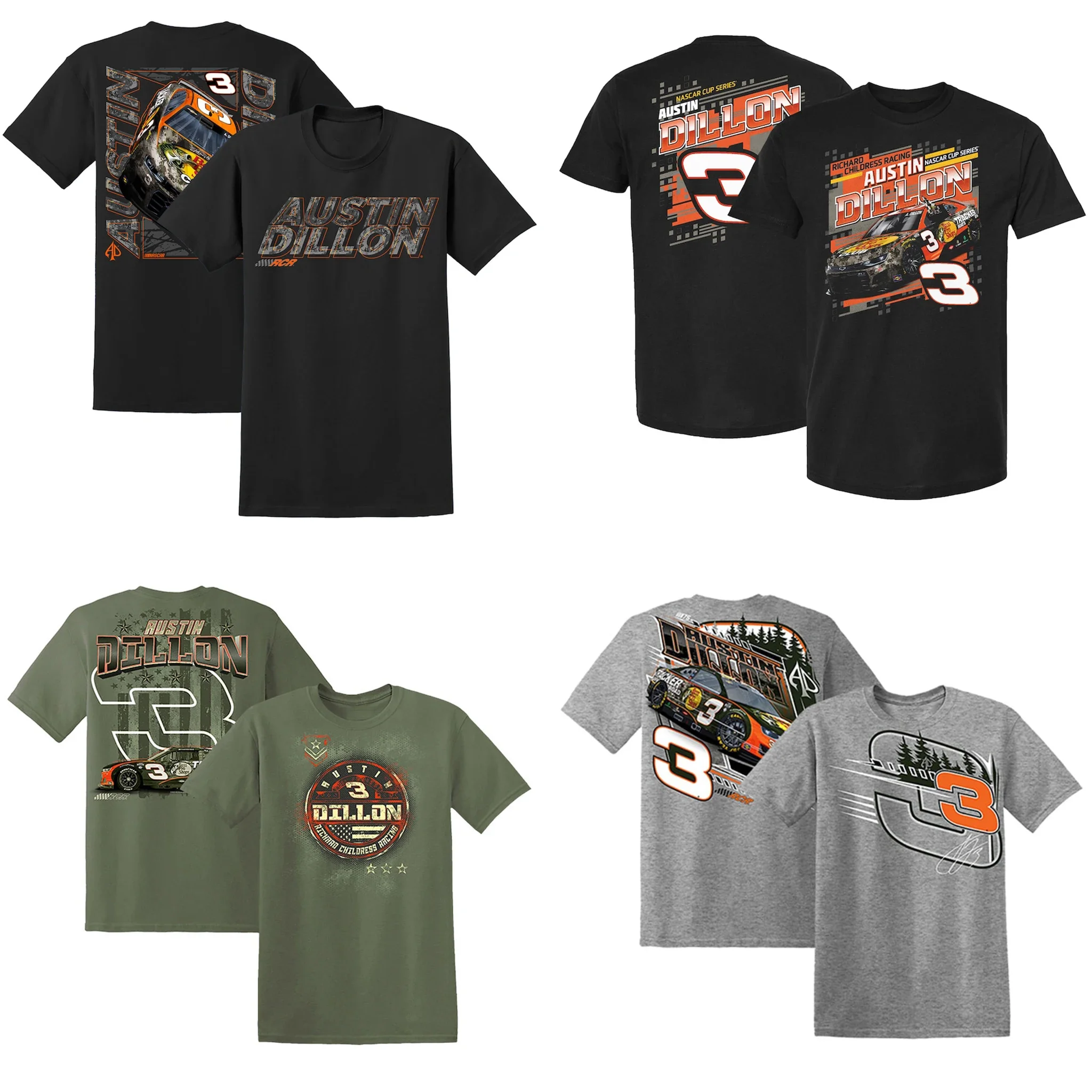 

Мужская спортивная легкая хлопковая классическая футболка с короткими рукавами и круглым вырезом Austin Dillon 3, спортивная гоночная футболка