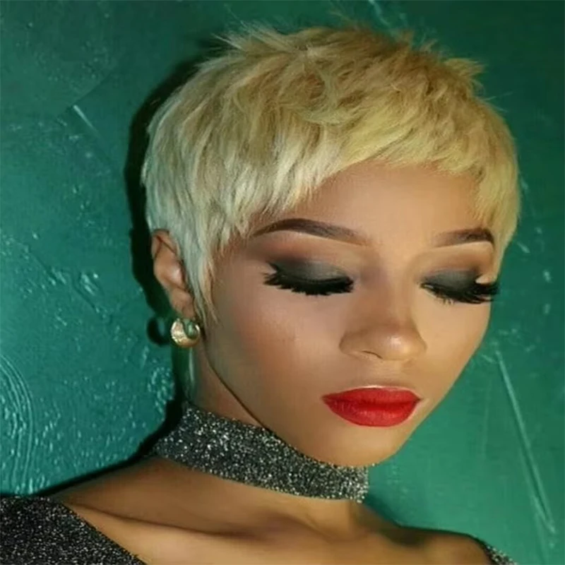 Synthetic Short Pixie Cut Wigs for Black/White Women Natural Pink Hair Wig Short Pixie Cut Hairstyles for Women