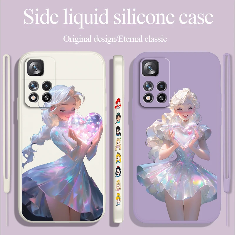 Disneys Fantasy Princess For Xiaomi Redmi Note 12 12S 12R 11 11T 11S 10 10S 9 8 8T Pro Plus 5G Liquid Left Rope Phone Case