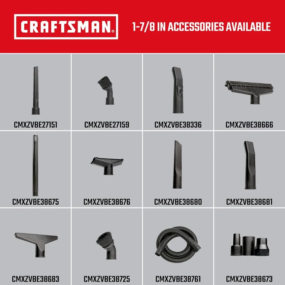 5-галонный пылесос HP для влажной и сухой уборки мощностью 5,0 пик, портативный и настенный для мастерской, с фильтром, двумя шлангами и насадками