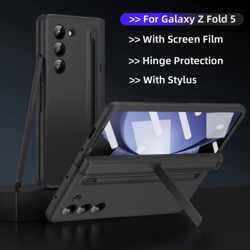 스타일러스 펜 슬롯이 있는 힌지 스크린 보호대, 삼성 갤럭시 Z 폴드 3 4 5 6 케이스, 거치대 낙하 방지 커버, Z 폴드 4 폴드 5 폴드 6  Best5