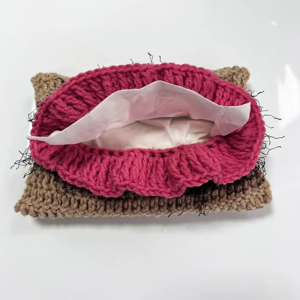 Novelty Knitted Tissue Box Holder Unique Tissue Dispenser Knitted Paper Box Cover Funny Crochet Holder Home Tissue Dispensers