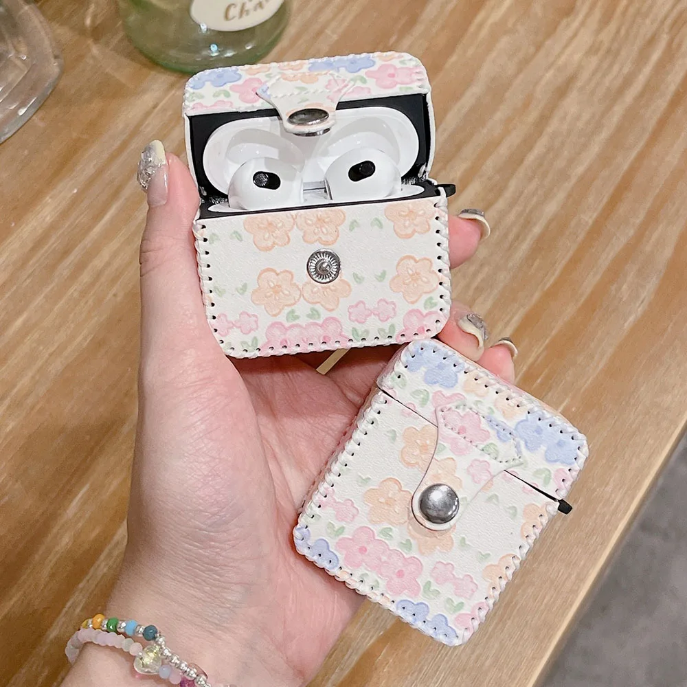 Тюльпан цветок 2 в 1 Cortex кожаная квадратная искусственная кожа для Apple AirPods 1 2 3 защитный чехол для наушников с ремешком на запястье для airPods Pro 2