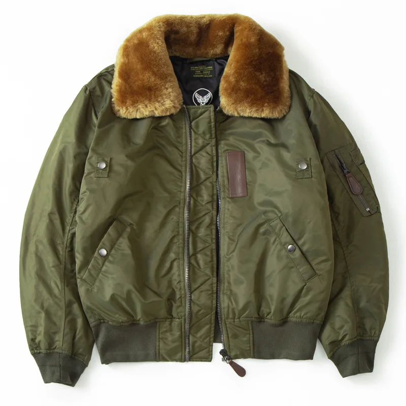 Amekaji American Vintage B-15 Flight Jacket - Vintage Cotton Workwear Parka with Thickened Padding Men's Winter Bomber Coat